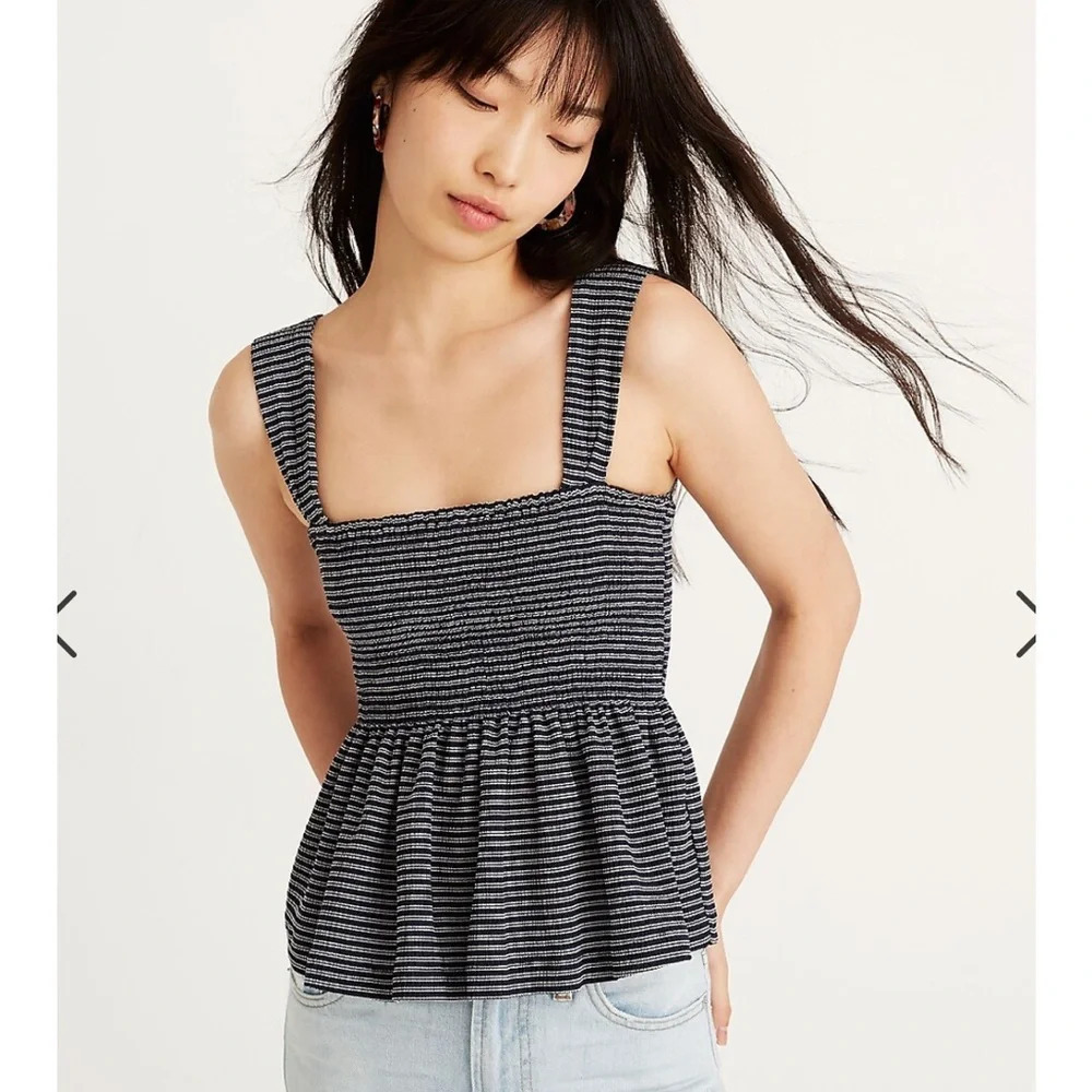 MADEWELL THREAD SMOCKED PEPLUM TANK